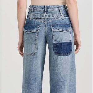 NWT freepeople waterfalls baggy wide leg blue jeans